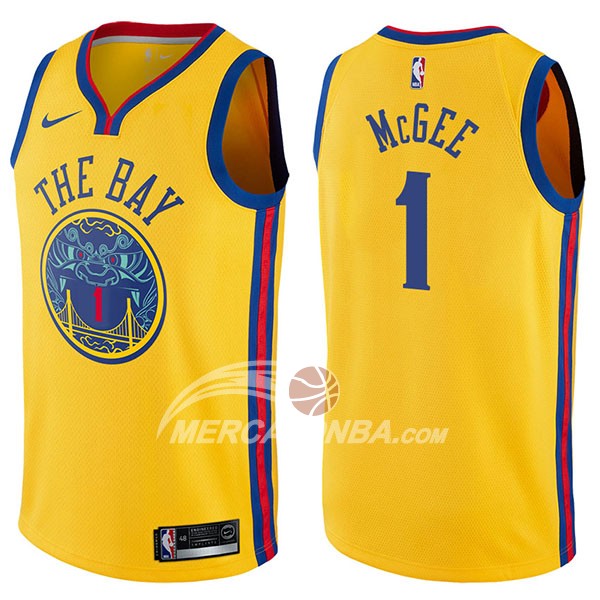 Maglia NBA Golden State Warriors Javale Mcgee Chinese Heritage Ciudad 2017-18 Or